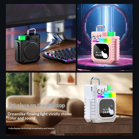 Altavoz Inteligente Portátil con Subwoofer, Pantalla a Color y Reloj Climático - Image 2