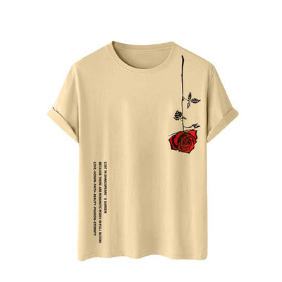 Camiseta Estampado Rosa 3D de Manga Corta para Hombre - Image 3