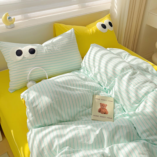 Juego de Cama Ojos Grandes - Funda Nórdica 4 Piezas Efecto Satinado - Image 4