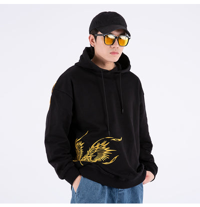 Sudadera Étnica con Capucha y Bordado de Fénix para Hombre - Image 7