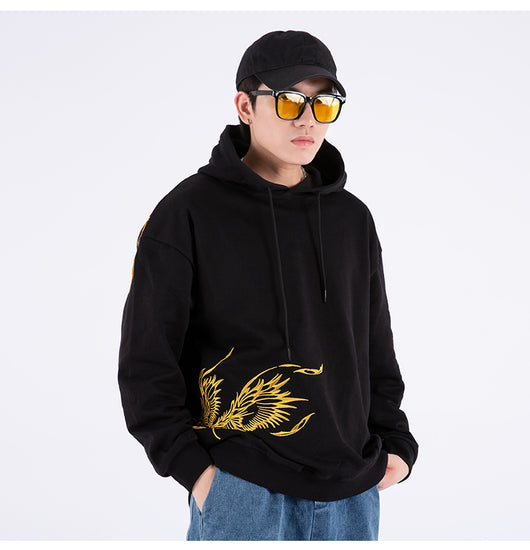 Sudadera Étnica con Capucha y Bordado de Fénix para Hombre - Image 7
