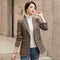 Blazer Cuadriculado Mujer con Cintura Ajustada