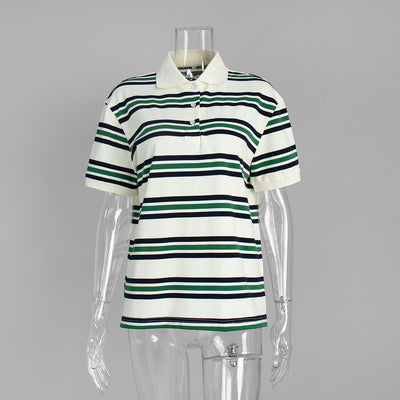 Polo Retro de Rayas Contraste - Camiseta Clásica de Manga Corta - Image 14