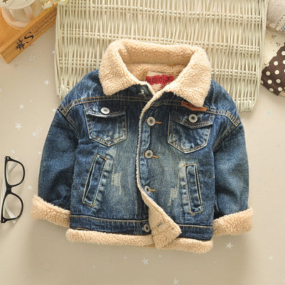 Chaqueta Infantil Acolchada con Cuello de Piel Estilo Coreano