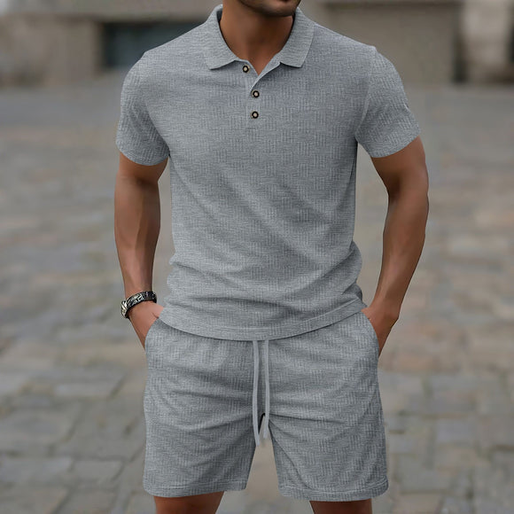 Camisa Casual Masculina de Manga Curta com Textura Jacquard
