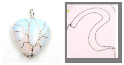 Colgante Corazón Melocotón Cristal Natural Árbol de la Vida para Parejas - Image 22