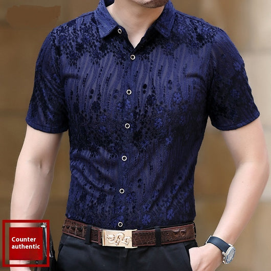 Camisa Hueca para Hombre con Bordado Flocking - Image 10