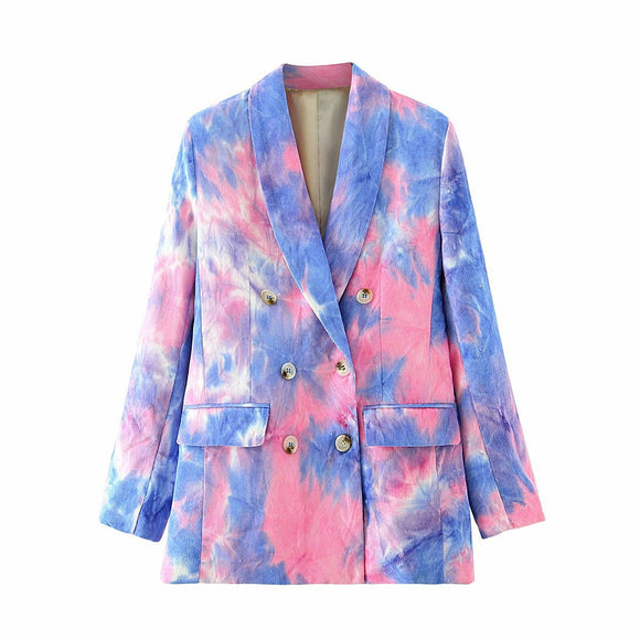 Saco Cruzado Tie-Dye en Poliéster - Diseño Moderno y Versátil