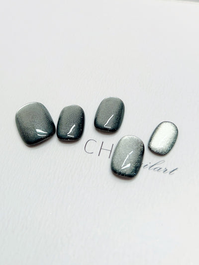 Uñas Postizas Cat Eye Verde Oscuro - Cuadradas Cortas con Efecto UV - Image 11