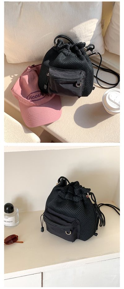 Bolsa Bucket de Malla con Cordón - Bolso Mensajero Chic para Mujeres - Image 21