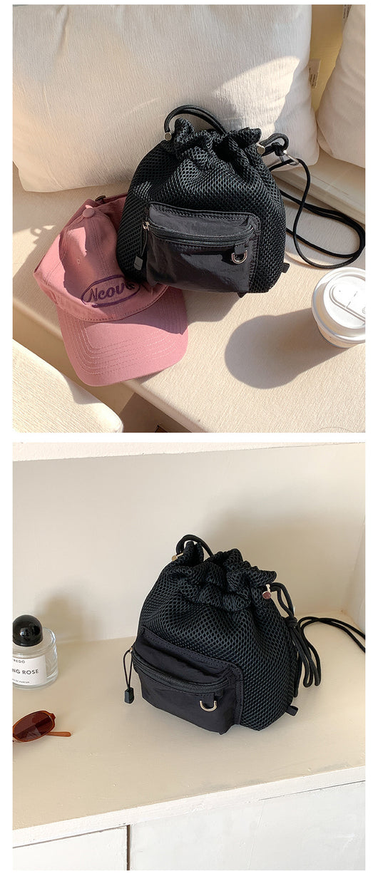 Bolsa Bucket de Malla con Cordón - Bolso Mensajero Chic para Mujeres - Image 21