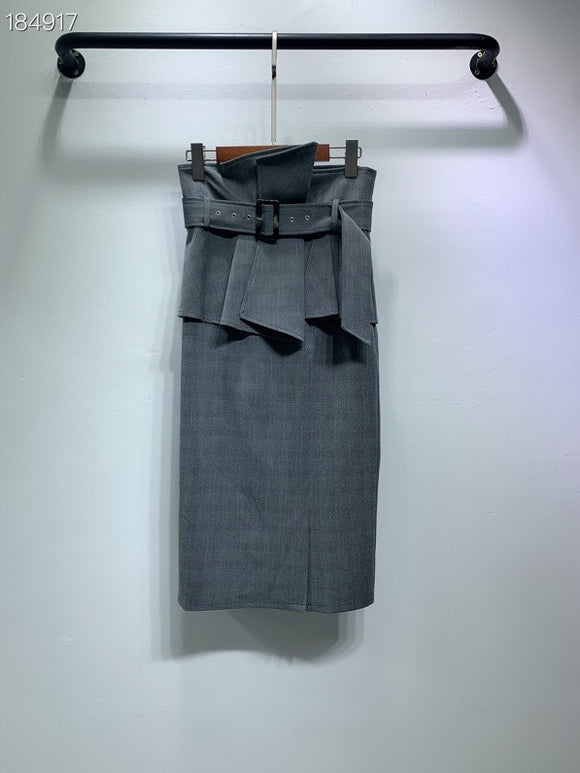 Falda Plisada Elegante de Cintura Alta con Volantes y Corte Slim