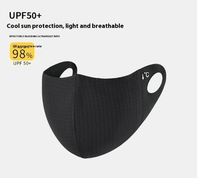 Light pink ice silk sun protection mask with ear loops and neck coverage, featuring small ventilation holes. - Image 53