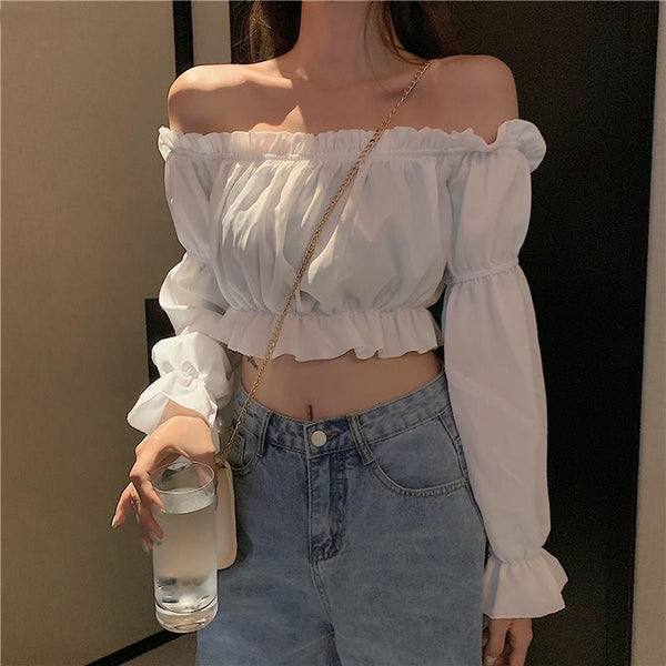 Blusa Elegante con Cuello al Hombro - Diseño Minimalista