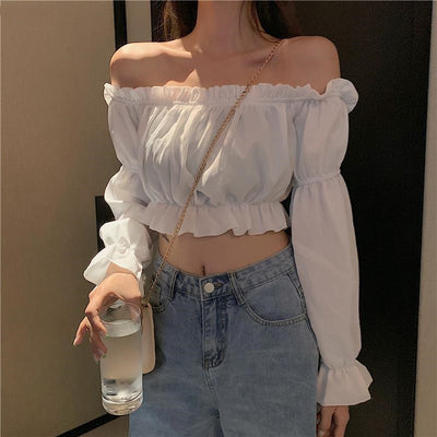 Blusa Elegante con Cuello al Hombro - Diseño Minimalista