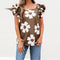 Blusa Floral Fruncida de Manga Corta Estilo Europeo y Americano