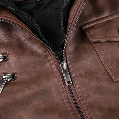 Chaqueta de Cuero PU Lavable para Hombre con Forro Removible - Image 17