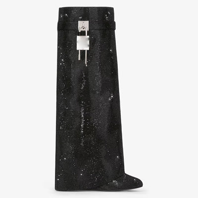 Botas Altas Hasta la Rodilla con Tacón Cuña Súper Alto y Hebilla Tiburón con Strass - Image 32