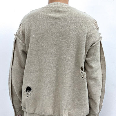 Suéter Retro Tejido Cuello Redondo con Flecos Sueltos Invierno - Image 5
