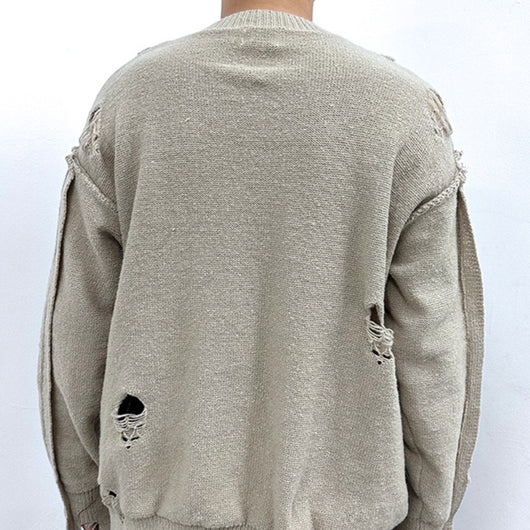 Suéter Retro Tejido Cuello Redondo con Flecos Sueltos Invierno - Image 5
