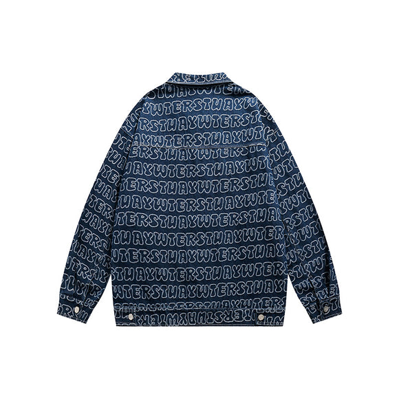 Chaqueta Denim Estampada All Over Unisex Boyfriend Fit