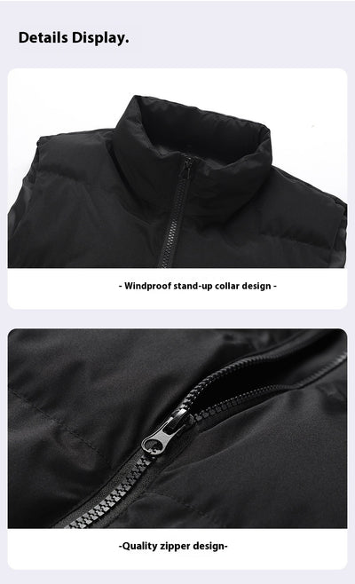 Chaleco Abrigo Suelto Cálido para Hombre Talla Grande con Cuello de Pie - Image 25