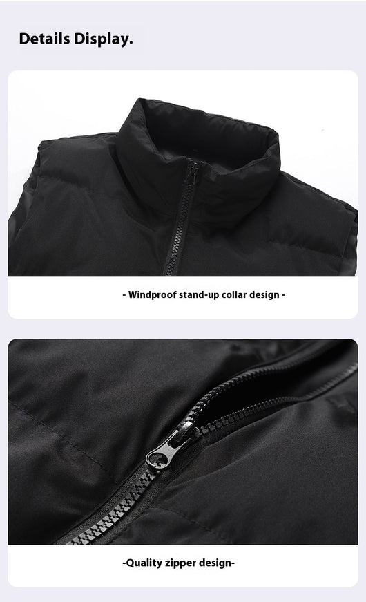 Chaleco Abrigo Suelto Cálido para Hombre Talla Grande con Cuello de Pie - Image 25