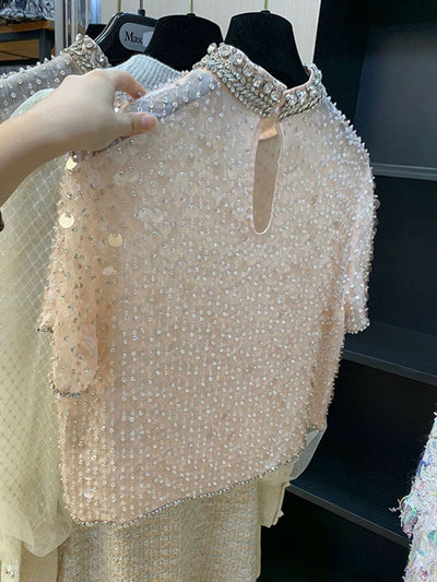 Playera Mujer Verano con Lentejuelas y Diamantes Incrustados - Image 6