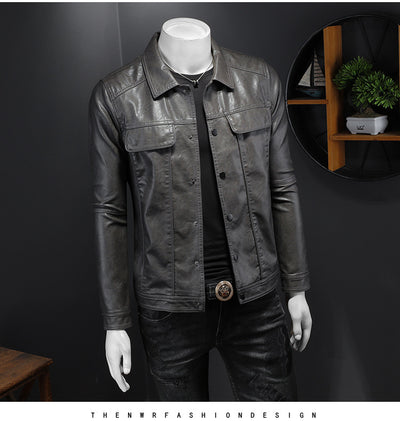 Chaqueta de Cuero PU para Motociclista con Solapa - Estilo Masculino - Image 27