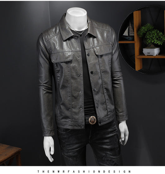 Chaqueta de Cuero PU para Motociclista con Solapa - Estilo Masculino - Image 27
