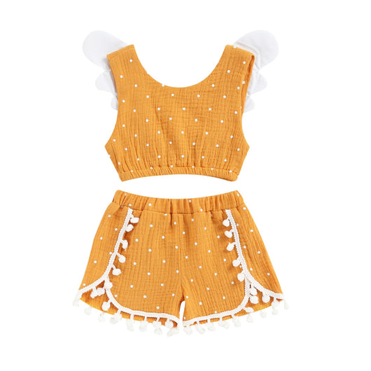 Conjunto de Shorts y Chaleco de Algodón Lino con Lunares para Niñas - Estilo Europeo - Image 9