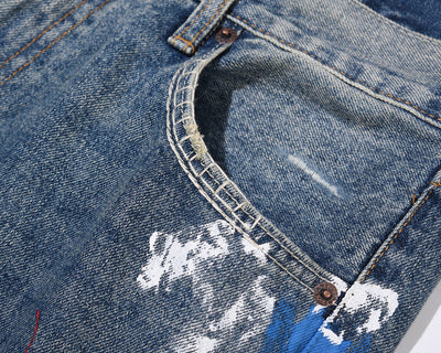 Jeans Casuales Desgastados con Efecto Salpicado de Agua - Image 11