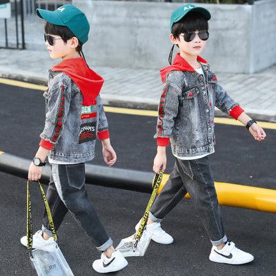 Chaqueta Denim con Capucha para Niño - Primavera Otoño - Image 5