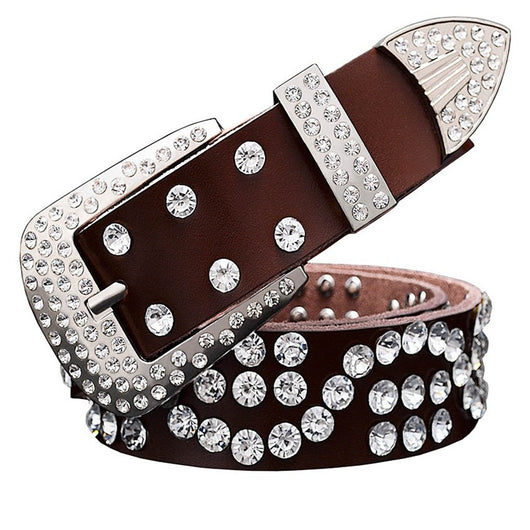 Cinturón de Cuero para Mujer con Hebilla de Diamantes y Pasador de Cuero Vacuno - Image 12