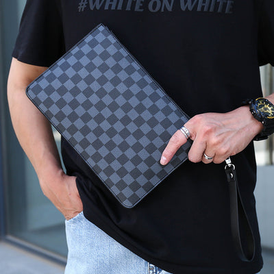 Cartera Ejecutiva de Cuero PU a Cuadros para Hombre - Image 16