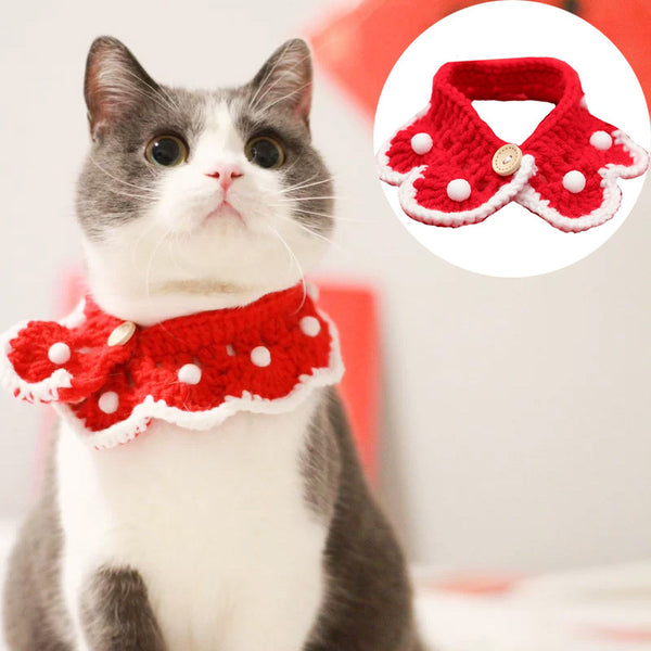 Collares Tejidos Navideños para Mascotas - Gatos, Perros y Conejos