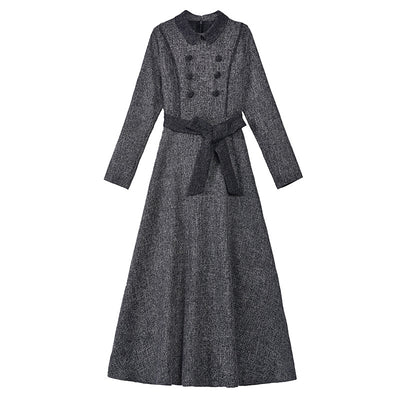 Vestido Elegante con Solapa Fina y Falda Amplia Oscilante - Image 4