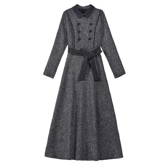 Vestido Elegante con Solapa Fina y Falda Amplia Oscilante - Image 4