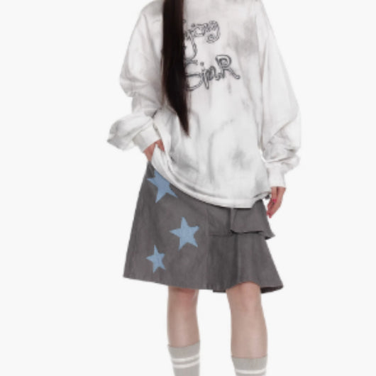 Falda Plisada de Patchwork Cuadros Burbuja y Estrellas para Mujer - Image 3