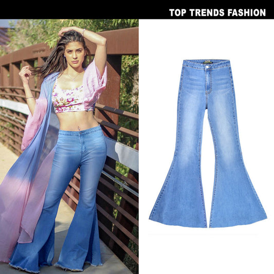 Pantalones Denim Acampanados de Pierna Ancha