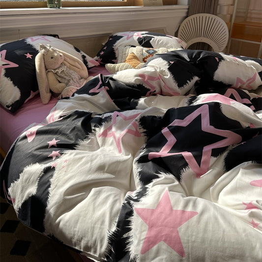 Juego de Cama de Algodón Puro con Diseño Minimalista Estrella de Cinco Puntas