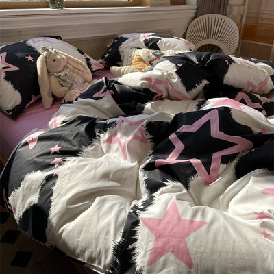 Juego de Cama de Algodón Puro con Diseño Minimalista Estrella de Cinco Puntas