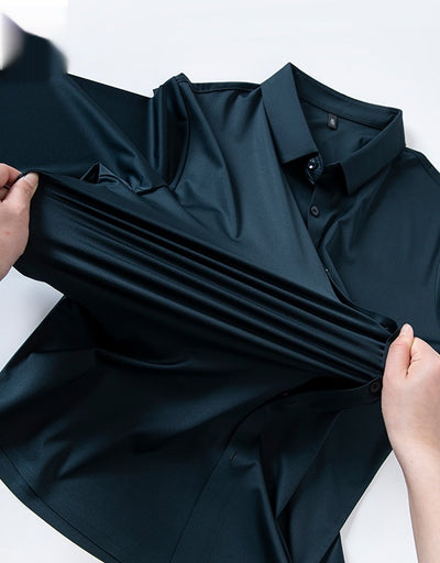 Camisa Manga Larga Sin Costuras Elástica Antiarrugas Efecto Hielo para Hombre - Image 7