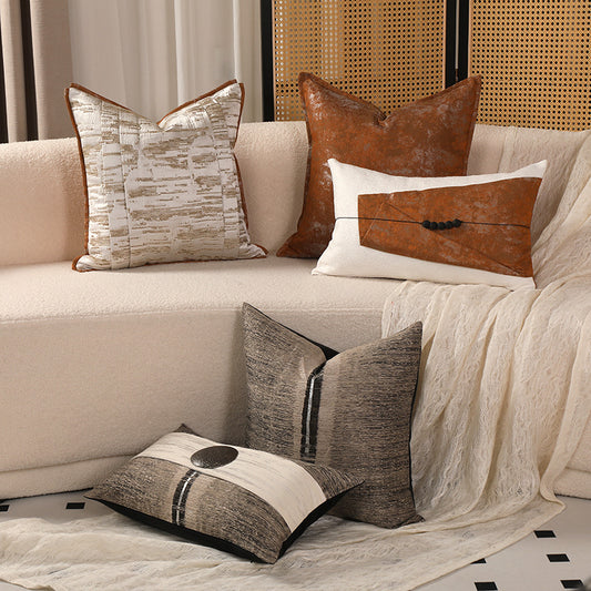 Funda de Almohada Premium Algodón y Lino Estilo Chino Contemporáneo