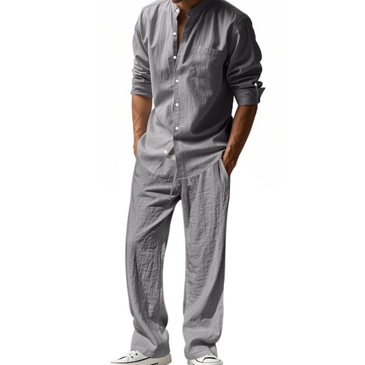 Conjunto de Camisa Suelta Manga Larga y Pantalón para Hombre - Image 2