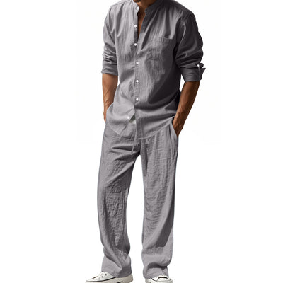 Conjunto de Camisa Suelta Manga Larga y Pantalón para Hombre - Image 2
