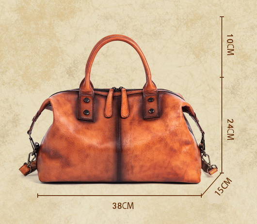Bolso de Cuero Retro para Mujer - Bandolera Vintage de Cuero Genuino con Efecto Envejecido - Image 9