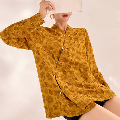 Camisa Suelta Estilo Chino con Cierre Diagonal - Diseño Elegante y Sofisticado - Image 4