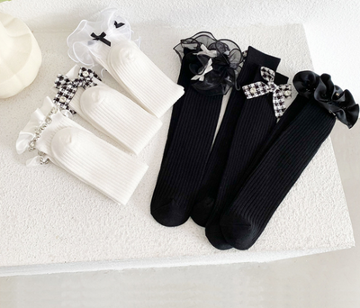Calcetines Escolares Estilo Lolita con Encaje y Moño para Niñas - Image 11