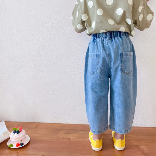 Pantalones Vaqueros Retro Niña Cintura Alta Pierna Ancha Corte Relajado - Image 4